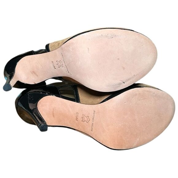 Antonio Melani size 8.5 brown suede and black 4 inch heels with a peep toe. - Picture 5 of 6